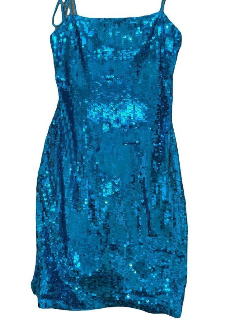 Alice + Olivia Women's Blue Sequin Mini Dress With Adjustable Straps Size: 2